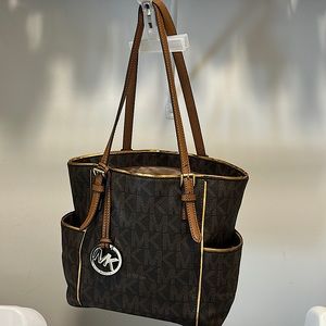 Michael Kors brown logo tote bag